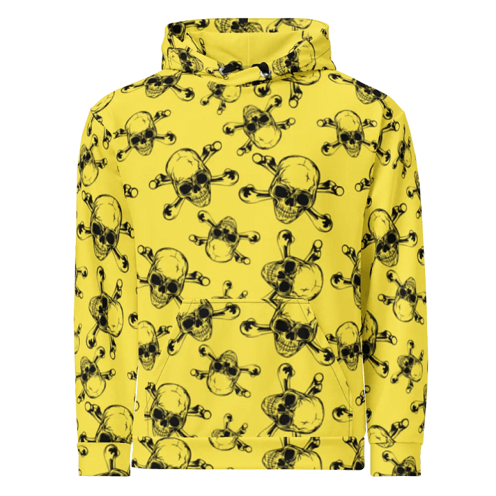 Skull & Bones - Yellow - All-Over Print Recycled Unisex Hoodie product image (2)