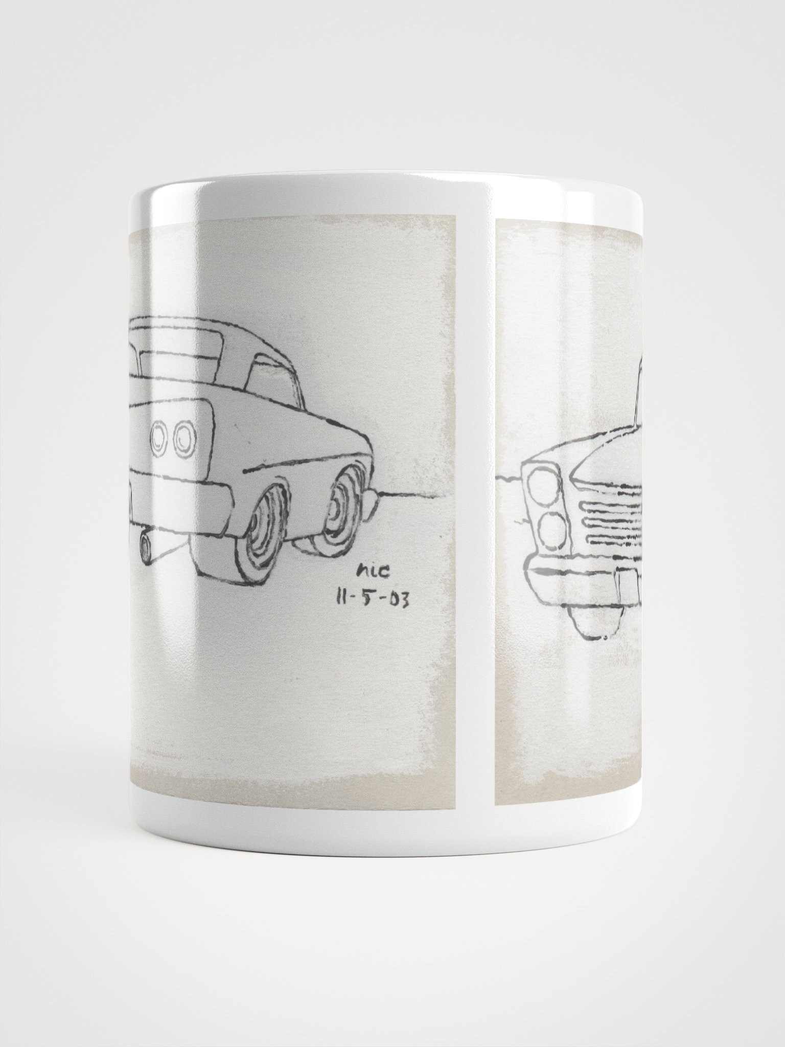 White Cars 1 & 2 on White Glossy Mug product image (5)