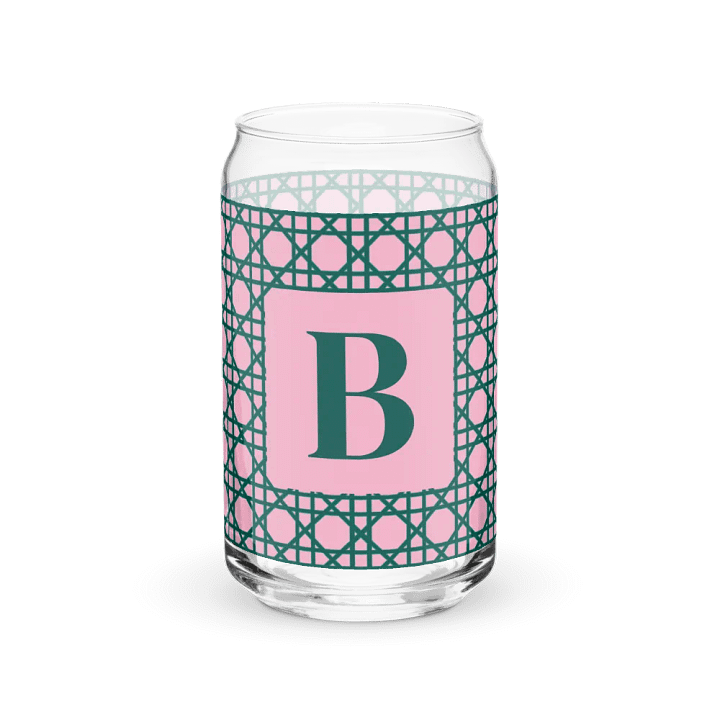 Cannage Green Pink Initial B Can-Shaped Glass product image (1)