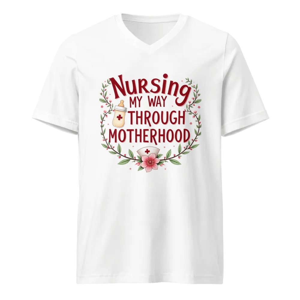 Nursing My Way Through Motherhood V-Neck Tee product image (5)
