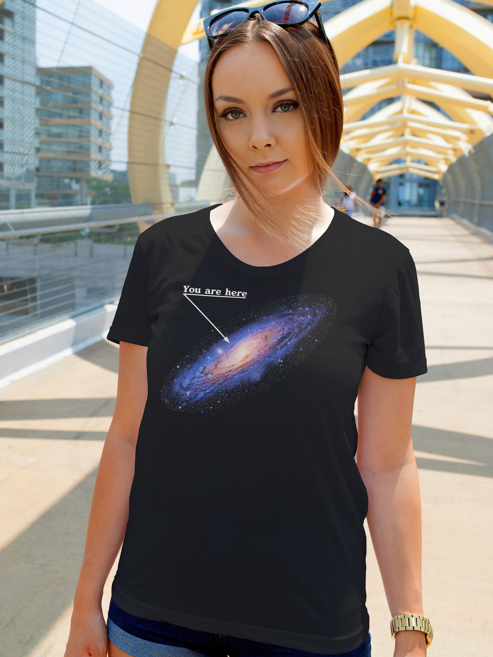 You are here: Milky Way galaxy map — Short-Sleeve Unisex T-Shirt, space t-shirt, star map product image (4)