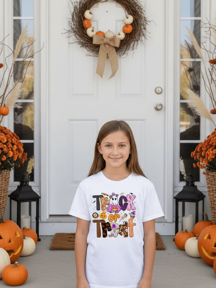 Kids Crew Neck T-Shirt Trick or Treat Graphic product image (1)
