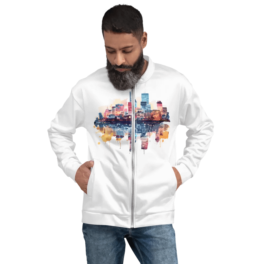 Skyline Reflections Custom Bomber Jacket product image (8)