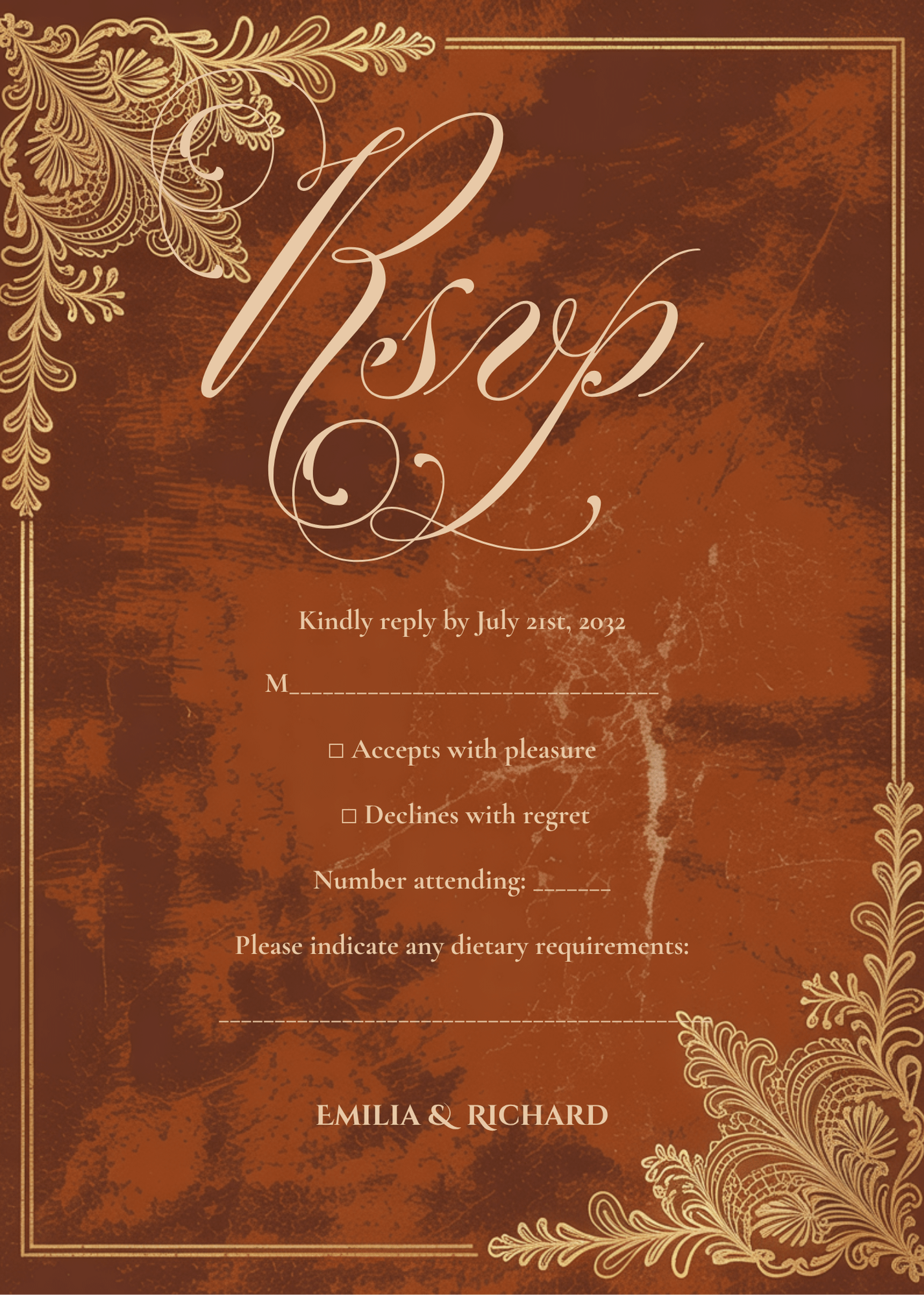 Editable Vintage Wedding Invitations | Edit in Canva | Instant Download Template | Rustic Brown Gold Terracotta product image (3)