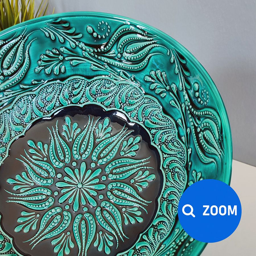 Ceramic turquoise bowl (big, 26 cm) — handmade pottery, handmade ceramic, home decor, handmade gift, Turkish ceramic product image (5)