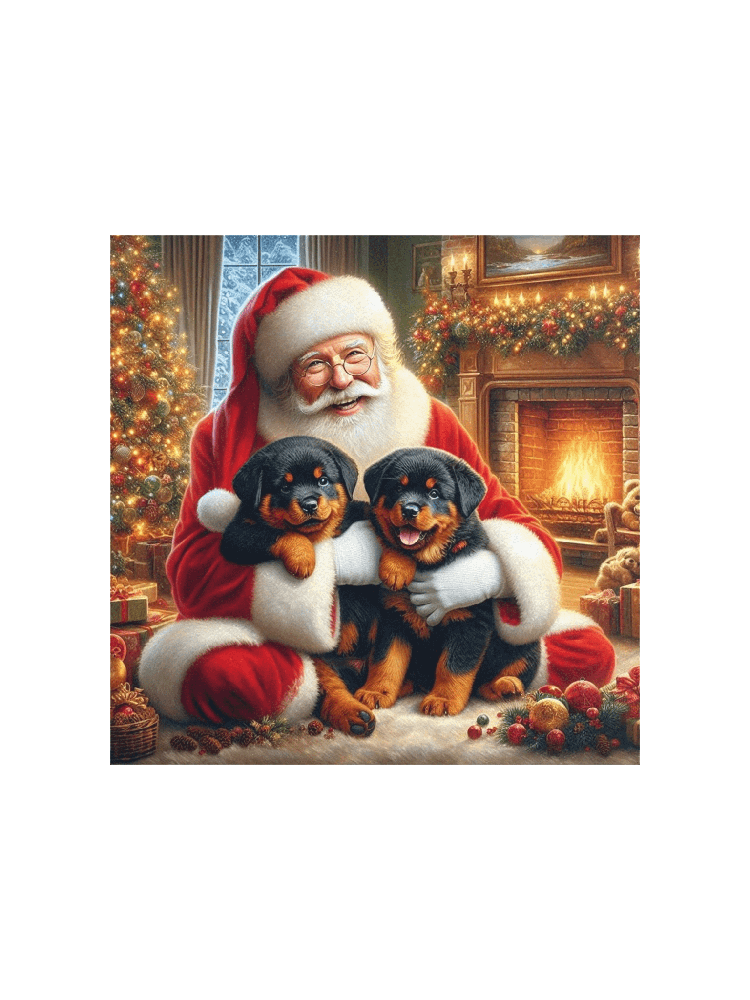 Rottweiler Santa's Puppy Party Matte Poster product image (5)