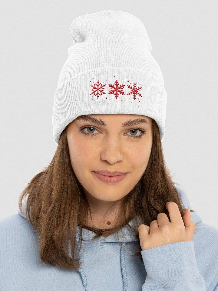 Snowflakes Embroidered Cuffed Beanie product image (2)