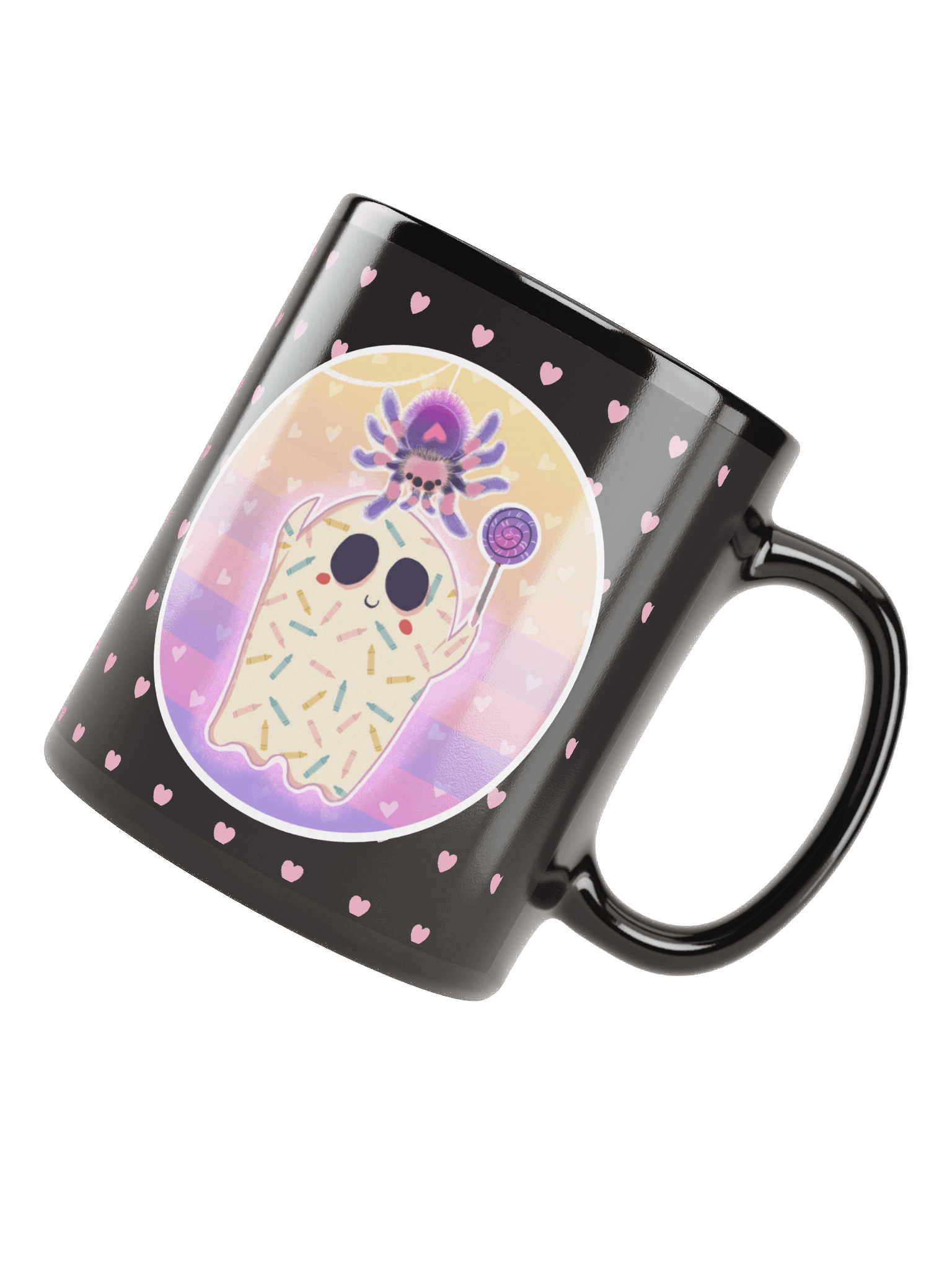 Pastel Little Ghost Spider Pet - Black Ceramic Mug product image (6)