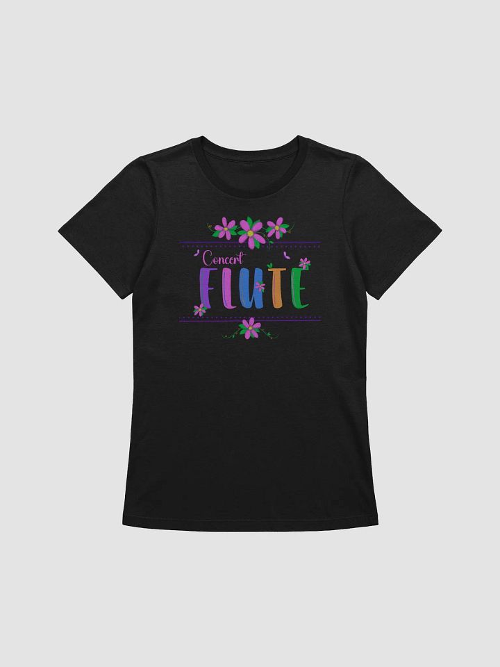 Relaxed Fit - Floral Flute Women's T-Shirt (Bl or Wh) - Pink Concert Flute Letters product image (1)