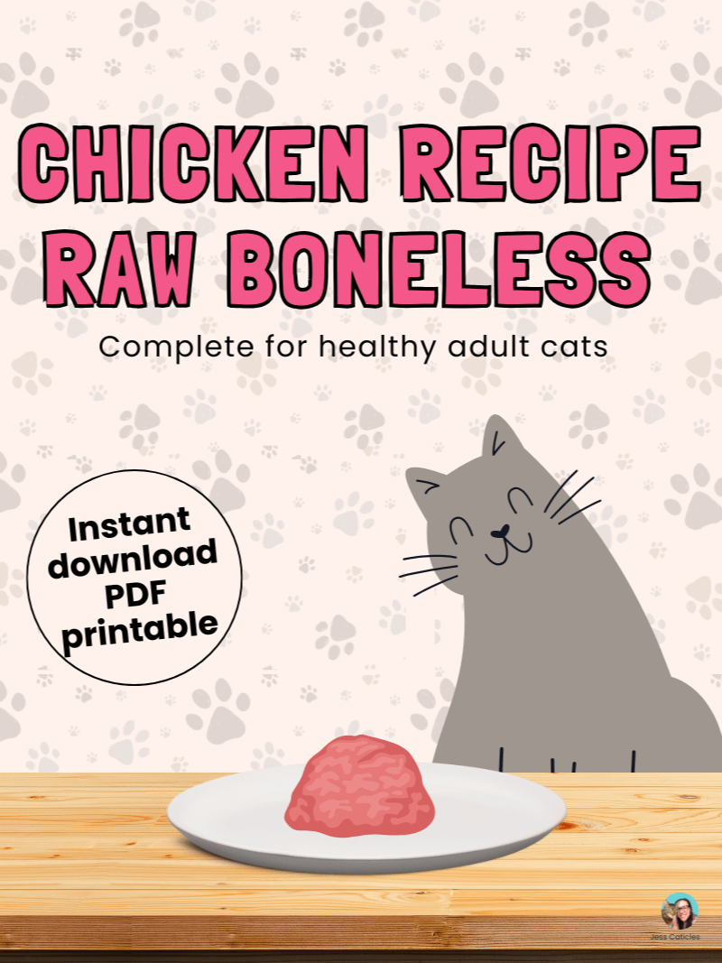 Chicken raw boneless cat food recipe ~ 1 recipe for adult cats product image (1)