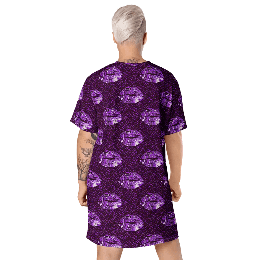 Purple Marbled Lips Tshirt Dress product image (9)