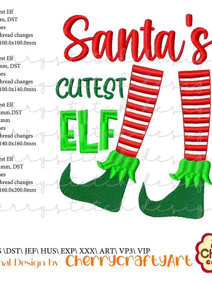 Digital ProductSanta's Cutest Elf Embroidery Design – Kids Shirts & Decor, Instant Download product image (2)