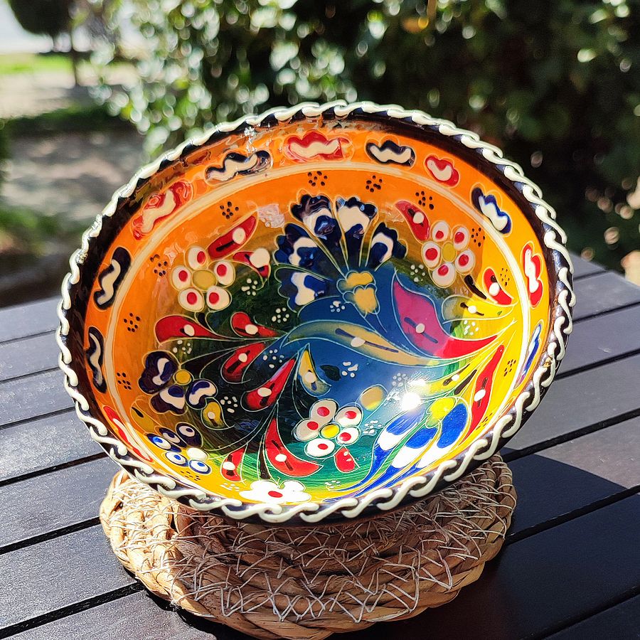 Handcrafted Bowl, Ceramic 4.7"/12 cm (Yellow) – Unique Turkish Pottery for Home Decor — handmade pottery, handmade ceramic, home decor, handmade gift product image (3)