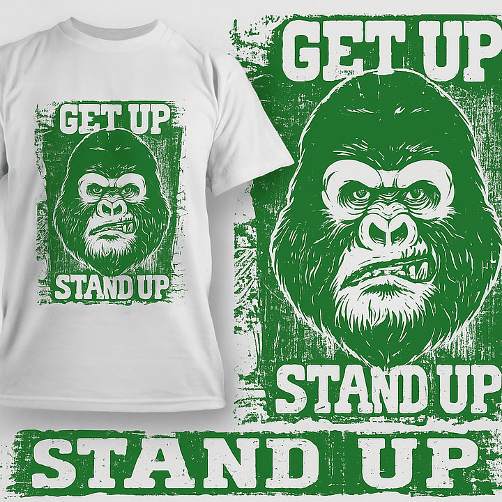 Get Up Stand Up Gorilla T-Shirt Design – Digital Download product image (1)
