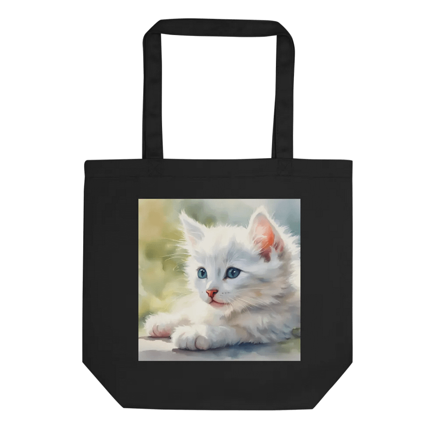 White Kitten, Organic Cotton Twill Tote Bag product image (5)