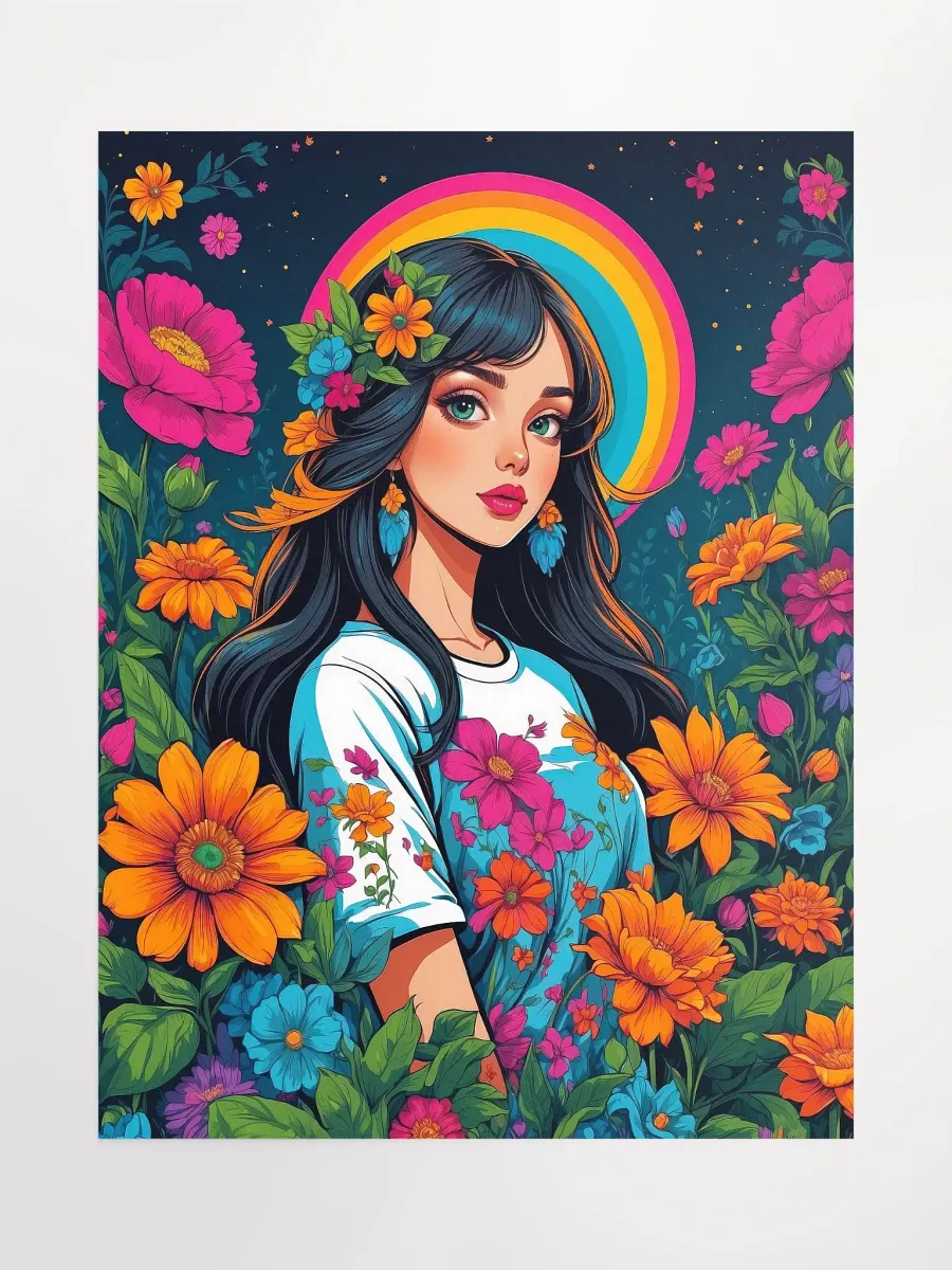 Midnight Flower Girl - Girly Poster - Medium Size 18x24 Inches product image (1)