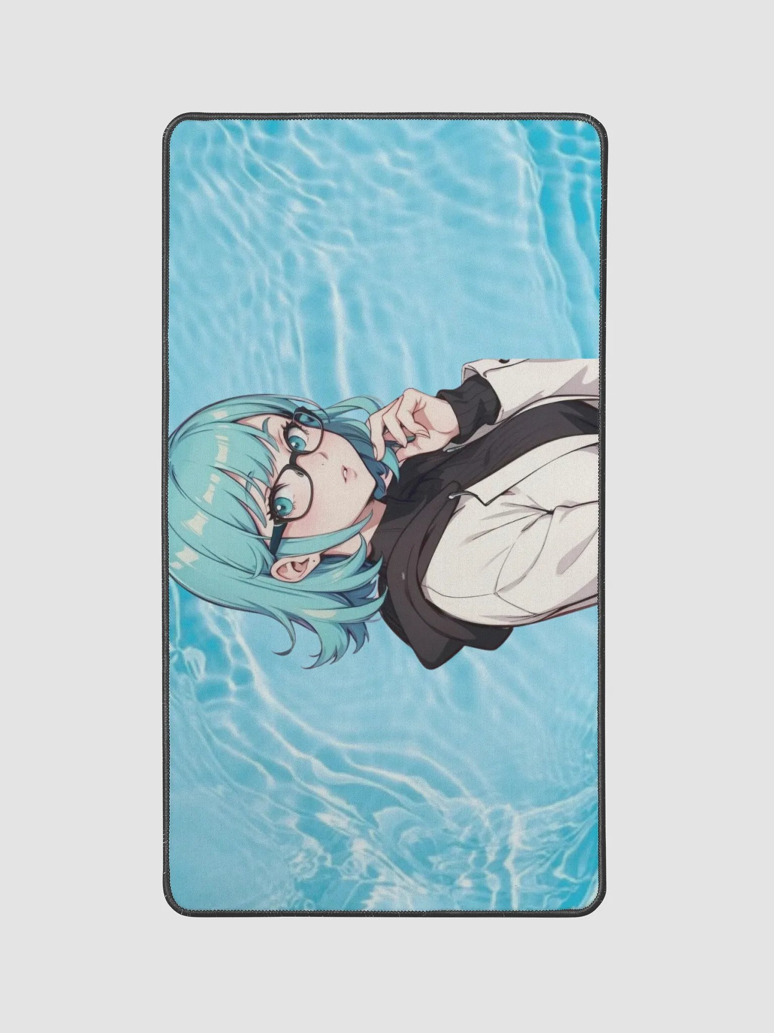 (Aqua WAIFU) K Desk Mat 12" x 22" product image (1)