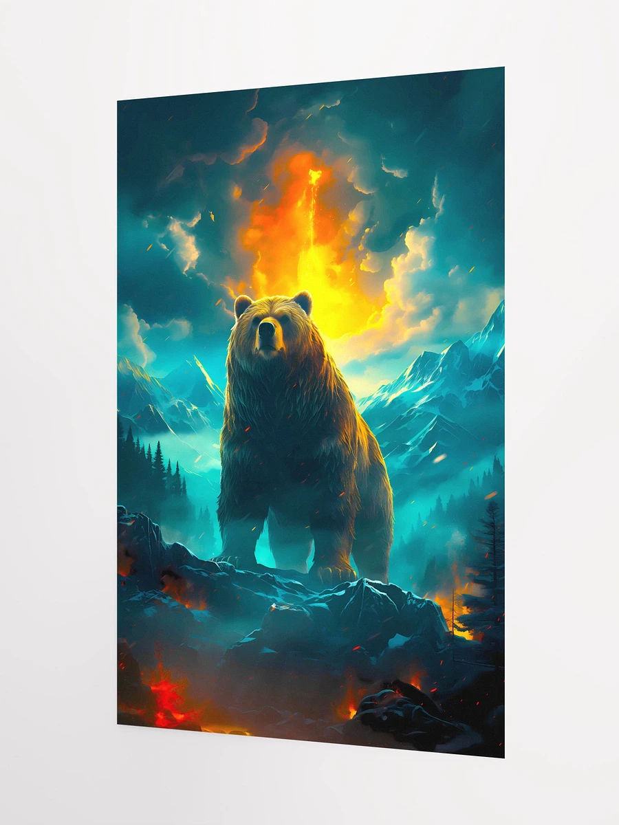 Majestic Bear Amidst a Volcanic Eruption Dramatic Fiery Nature Scene Matte Poster product image (5)