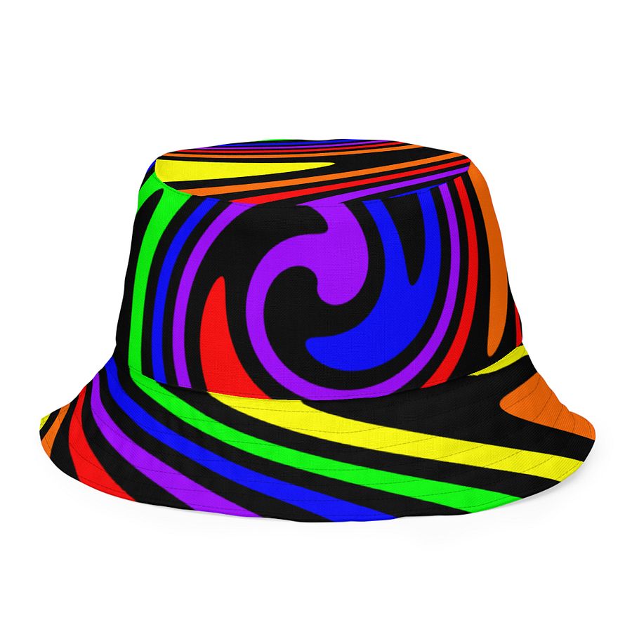 Rainbow Reversible Bucket Hat, Queer Pride Stripes and Psychedelic Spirals Accessory product image (3)