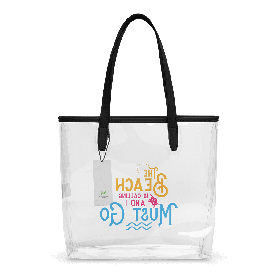 Clear Beach Tote – “The Beach Is Calling and I Must Go” product image (2)