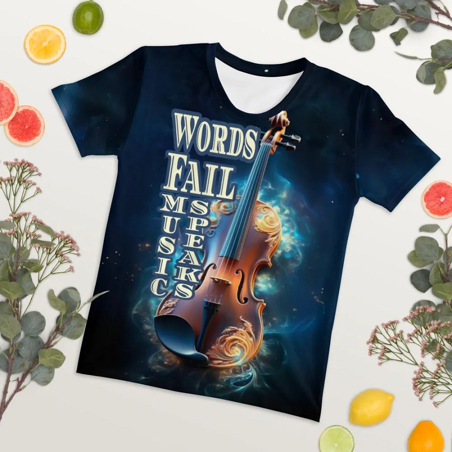 Words Fail Music Speaks All Over Print T-shirt product image (7)