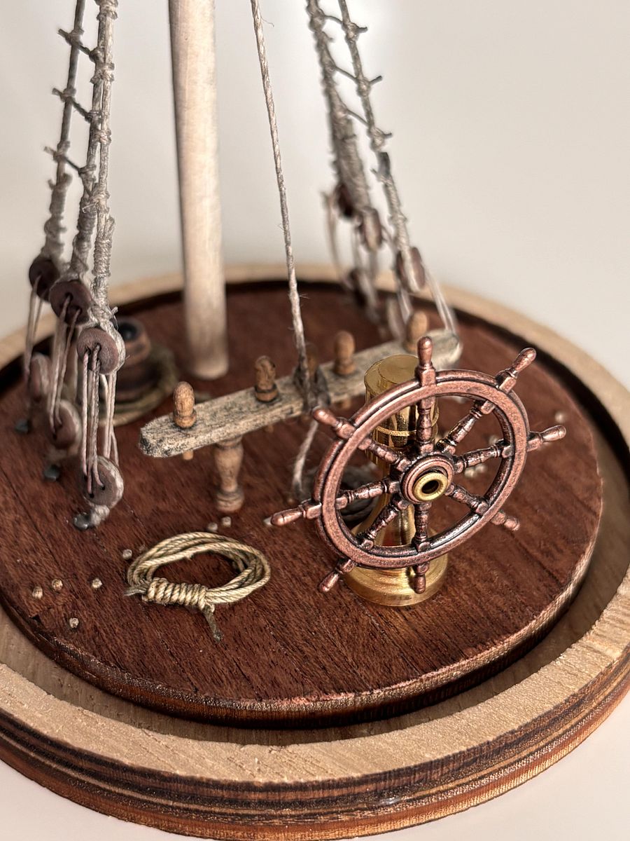 Wooden Diorama: Ship’s Wheel and Mast Section product image (1)