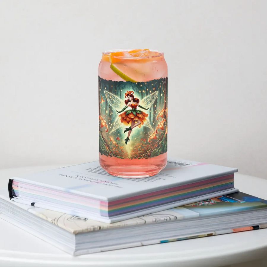 Enchanted Orange Lily Fairy Glass with Optional Lid and Straw product image (34)