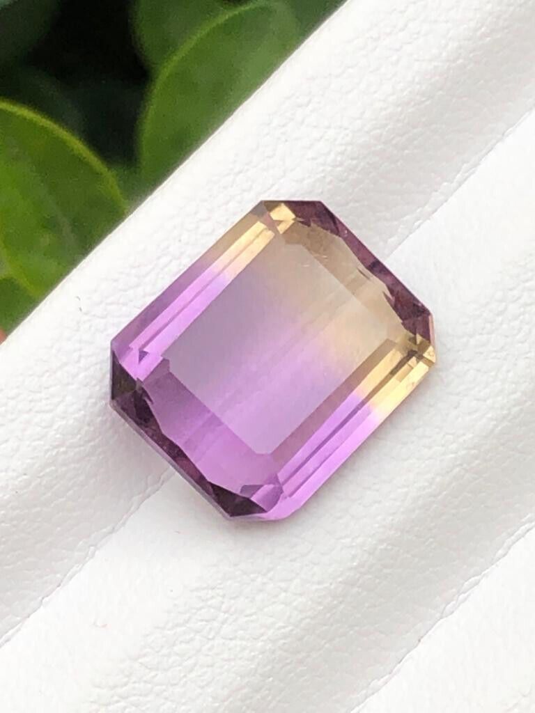 BI-COLOR AMETRINE GEMSTONE FOR PENDANT YELLOW/PURPLE COLOR EMERALD CUT, 6.65 CRT product image (4)