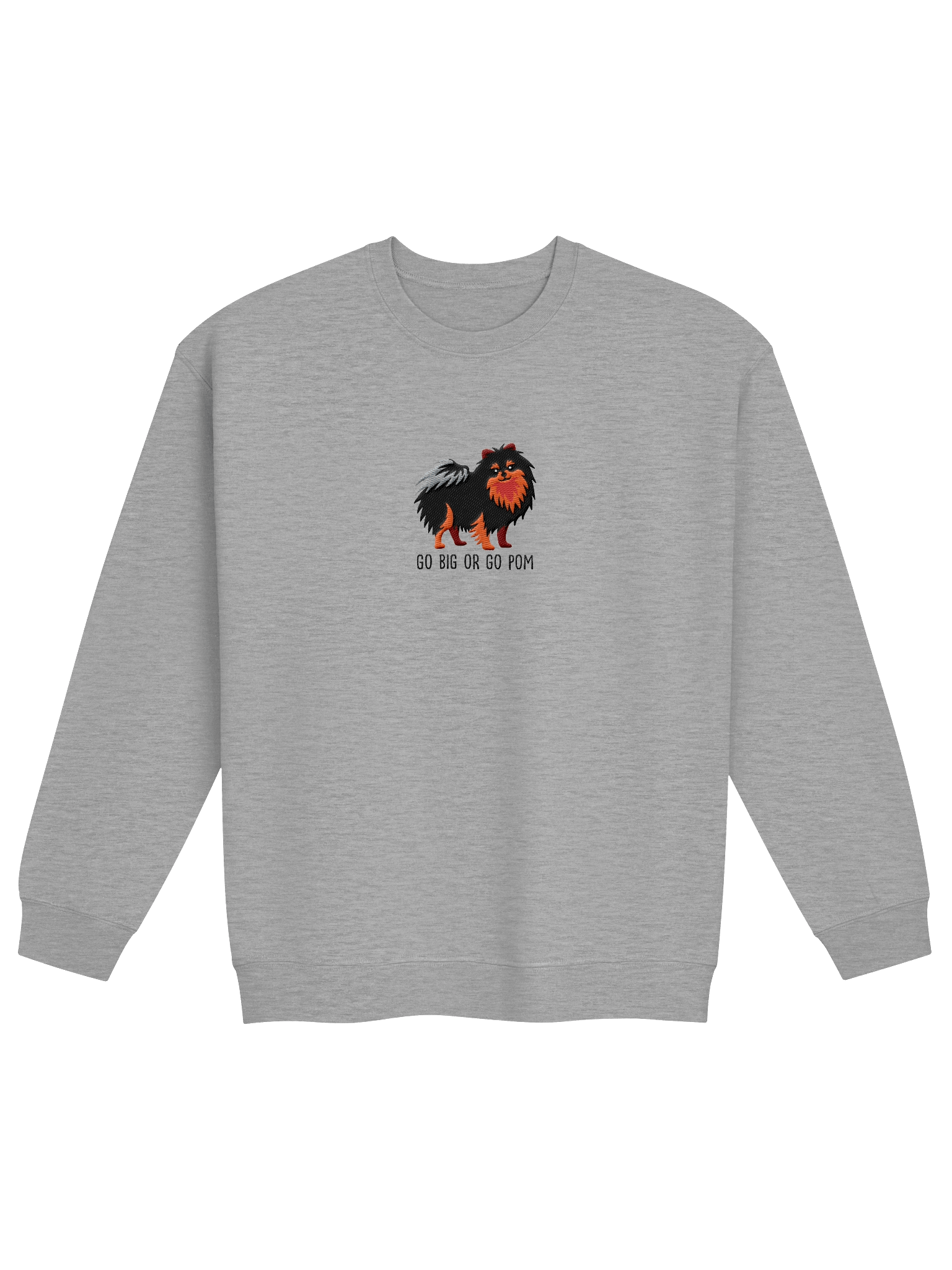 Go Big or Go Pom Sweatshirt (Embroidered) of a Pomeranian(Black & Tan) product image (17)