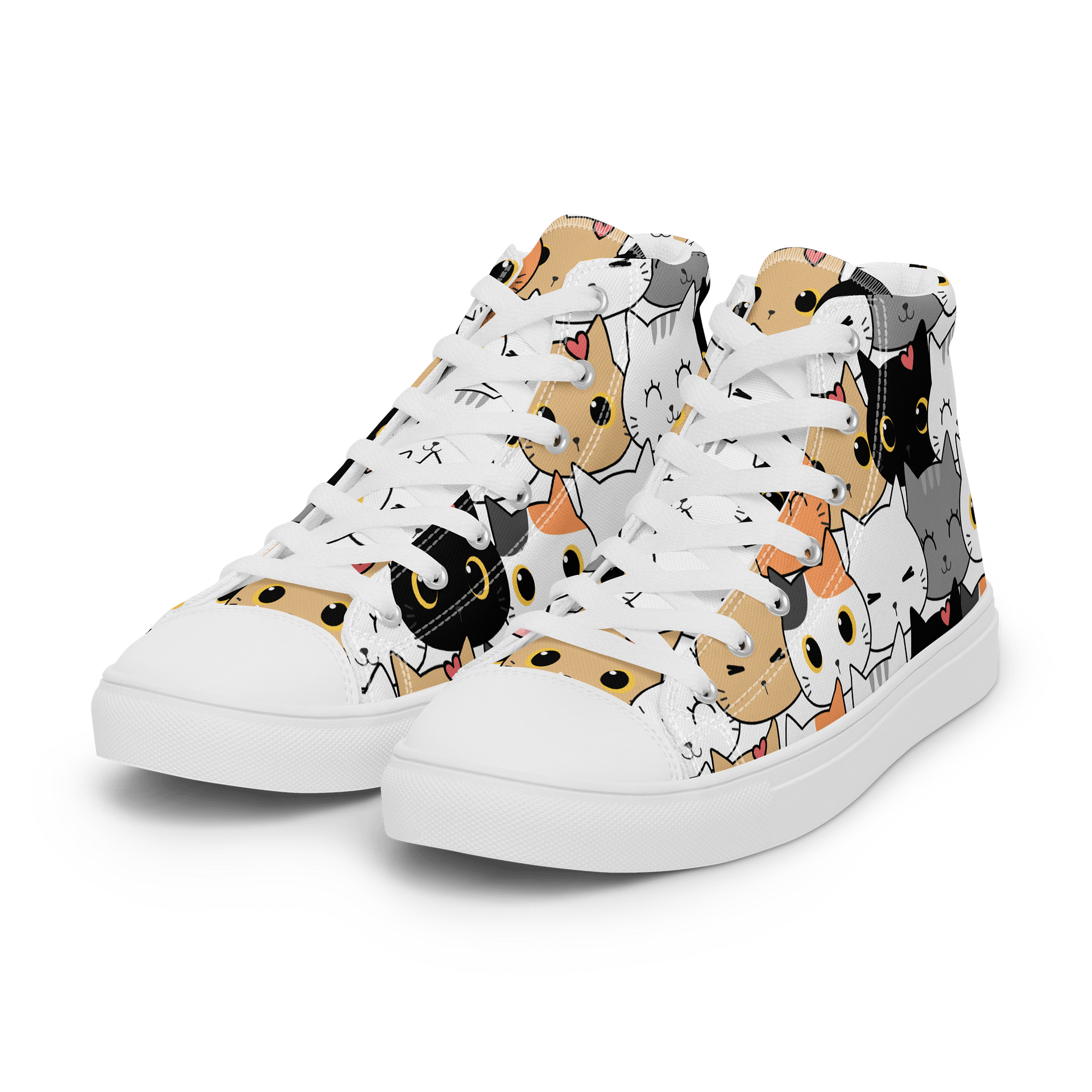 Whimsical Cat Faces High Top Canvas Shoes product image (6)