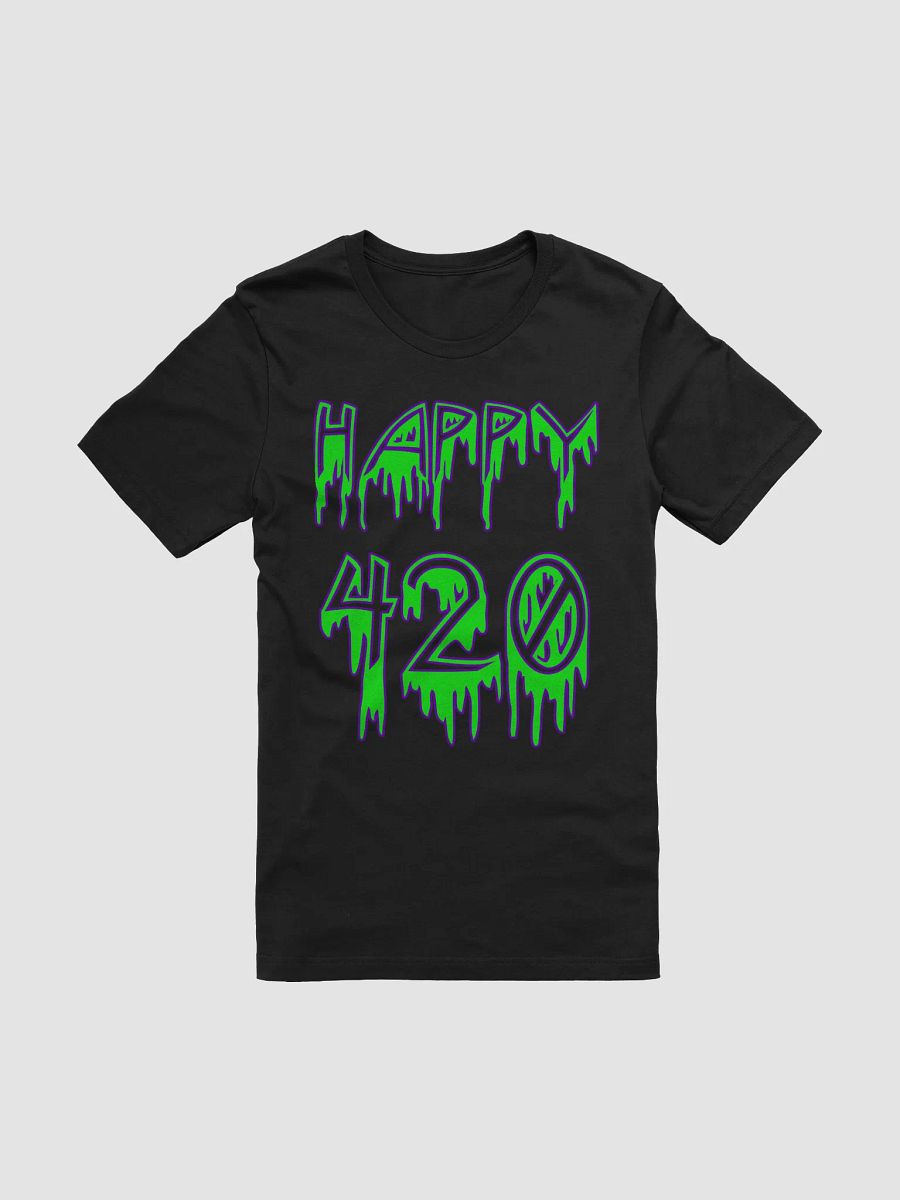 Happy 420 Horror Stoner Style T-Shirt, Creepy Weed Clothing, Cannabis Green Black Tee product image (2)