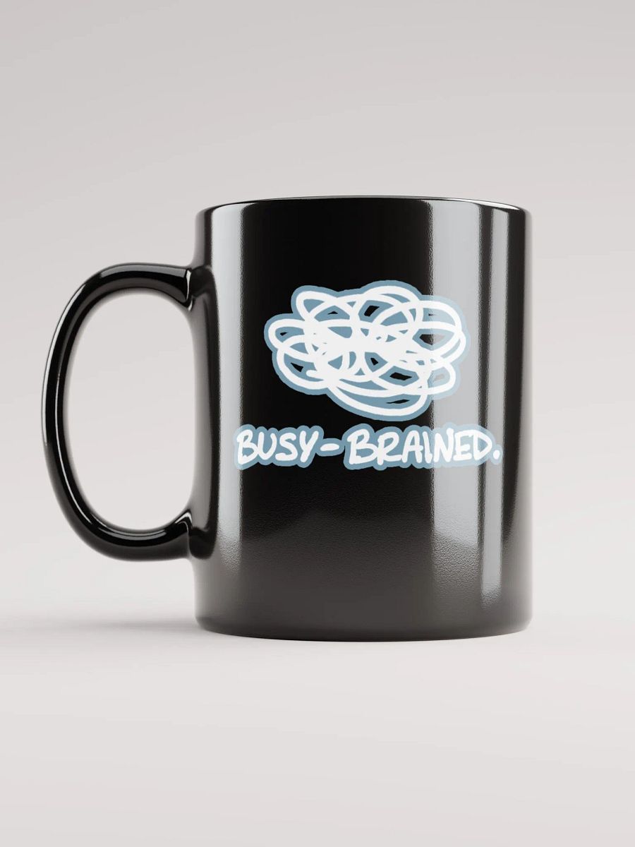 *not* mentally linear (lined design, #709AAF) glossy black mug product image (1)