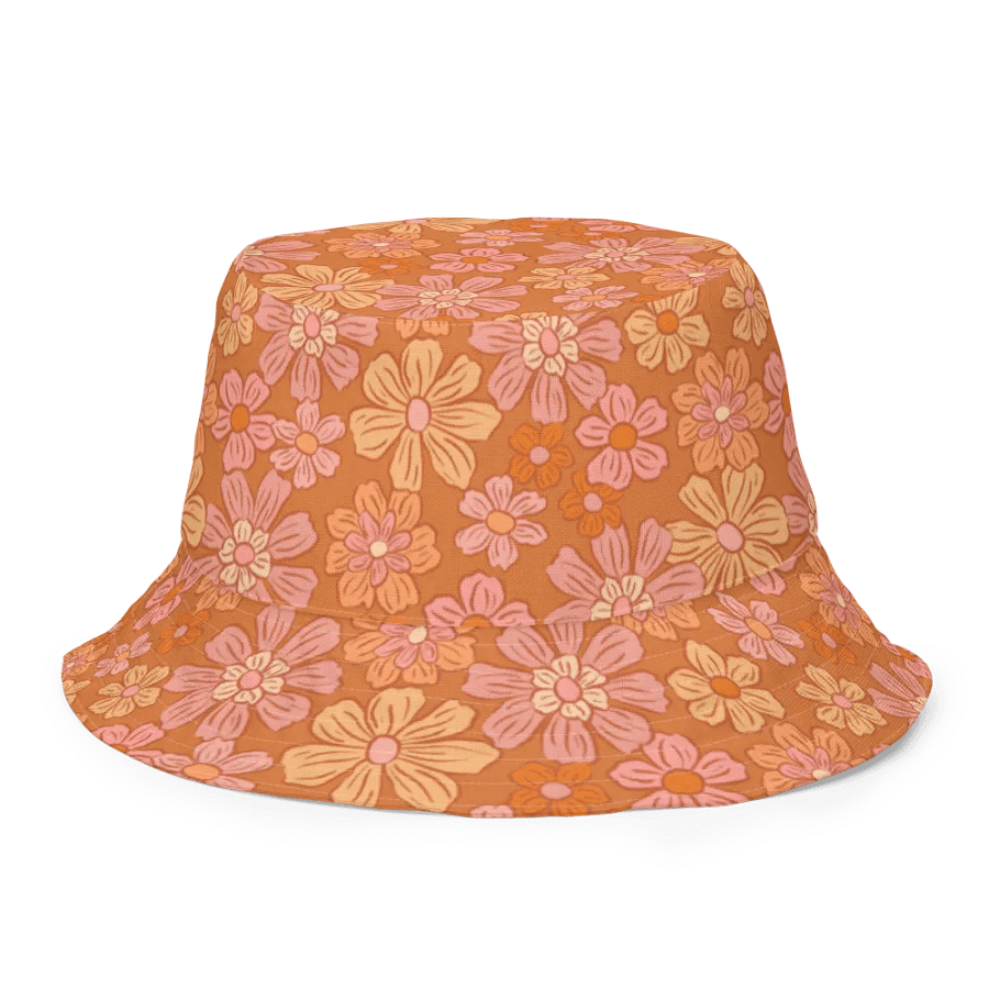 Retro Flowers Coral Reversible Bucket Hat product image (5)