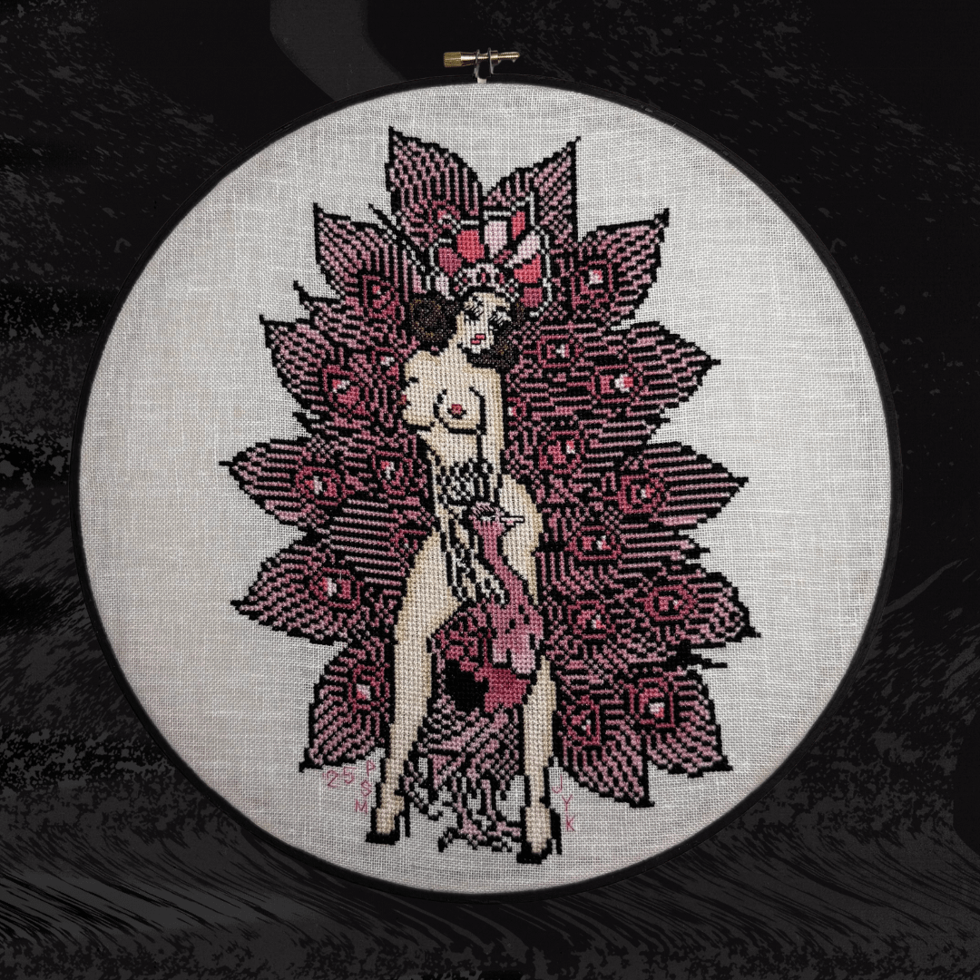 Sailor Jerry Pink Peacock Burlesque Pin Up Pattern product image (1)