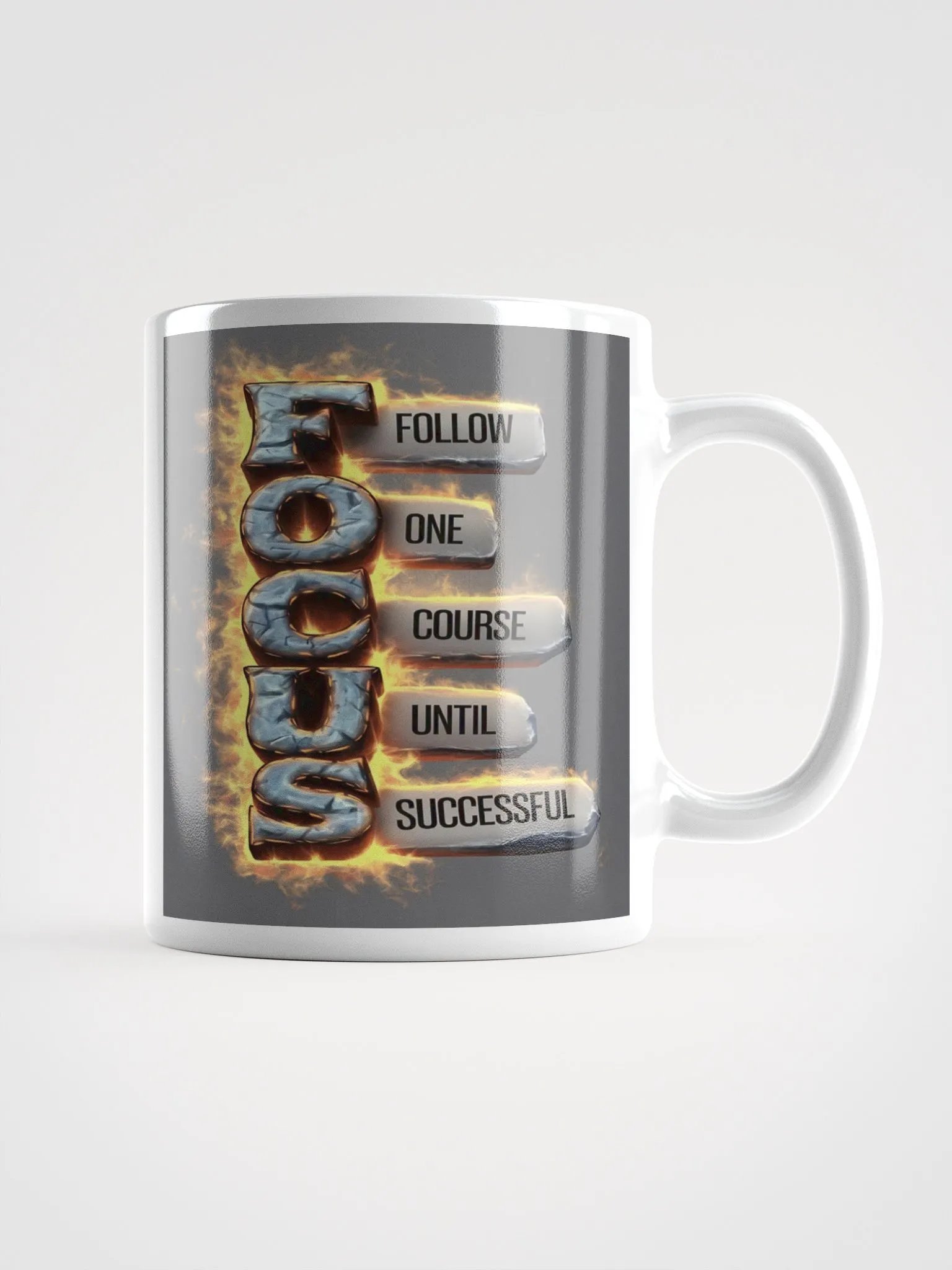"Focus: Follow One Course Until Successful" #Motivational Glossy White Mug product image (3)