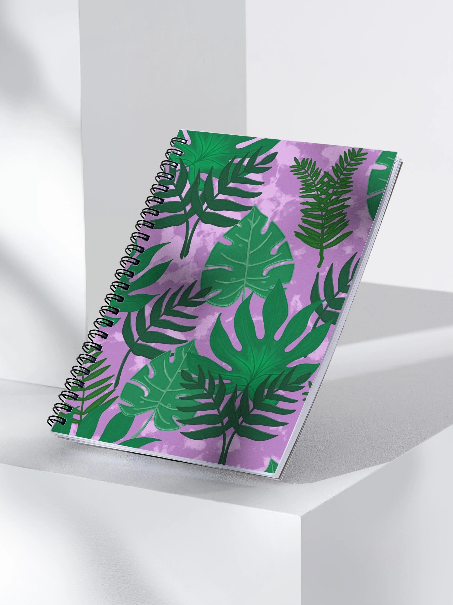 Jungle Leaves Pattern-Purple Background Spiral Journal product image (4)