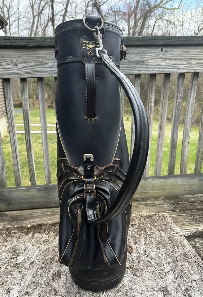 Vintage 1960s GBA GOLF BAG ASSOCIATES Black Leather Trim Walnut Ridge Arkansas product image (2)