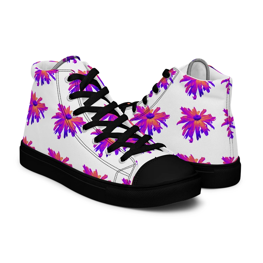 Abstract Pink Floating Daisy Flower Women's Black Toe High Top Canvas Shoes product image (44)
