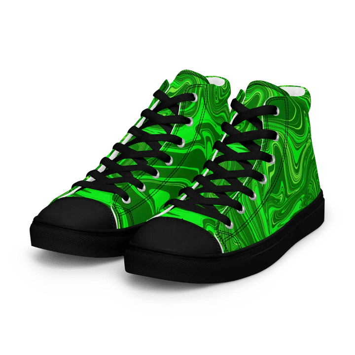 Women's High Top Canvas Shoes - Different Shades of Green Digital Fluid Art product image (1)