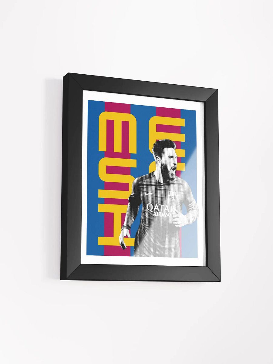 Lionel Messi BW Barcelona Name Art Framed Print product image (1)