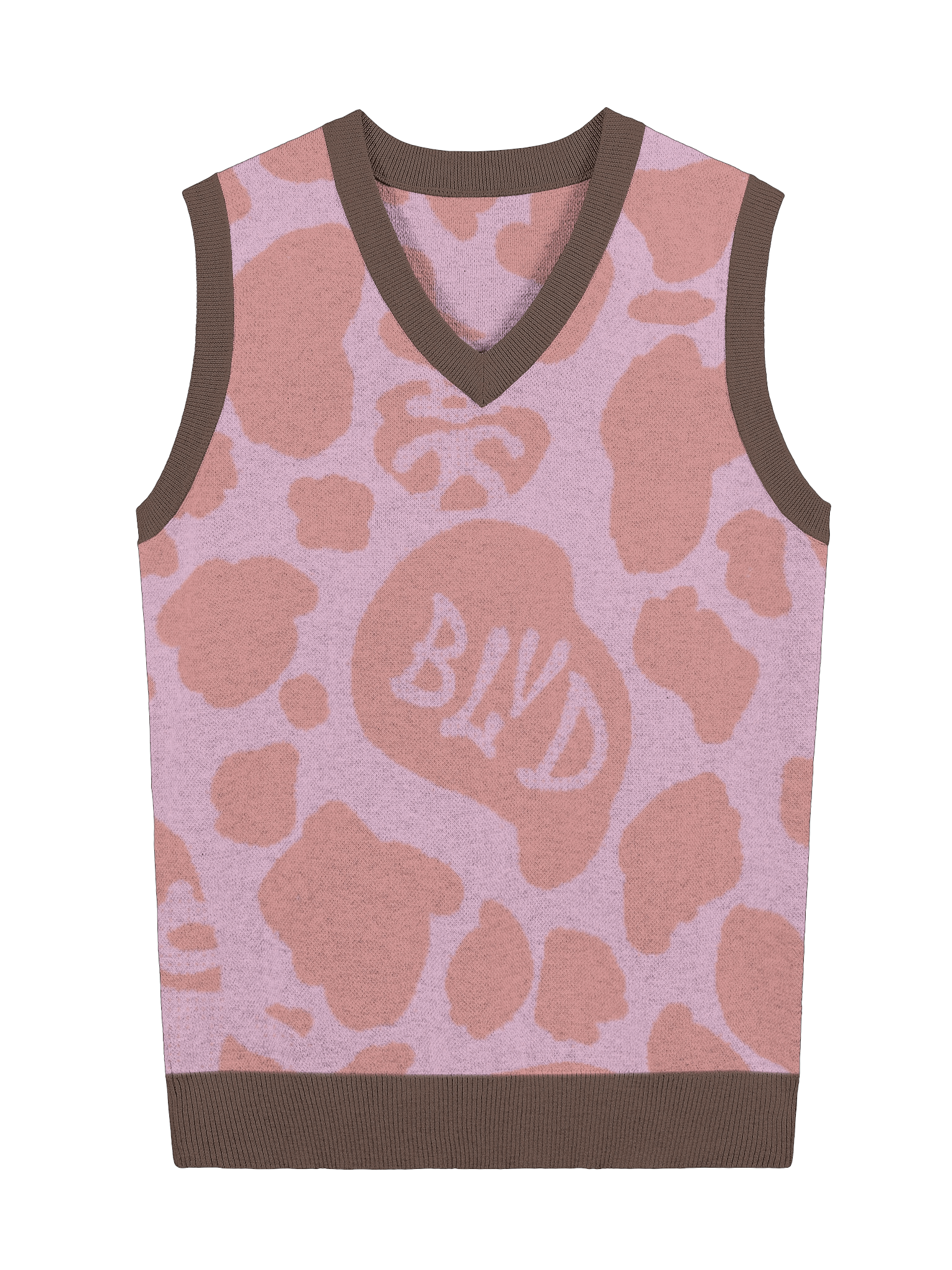 BLVD Cow Print Sweater Vest Pink Diamonds product image (1)