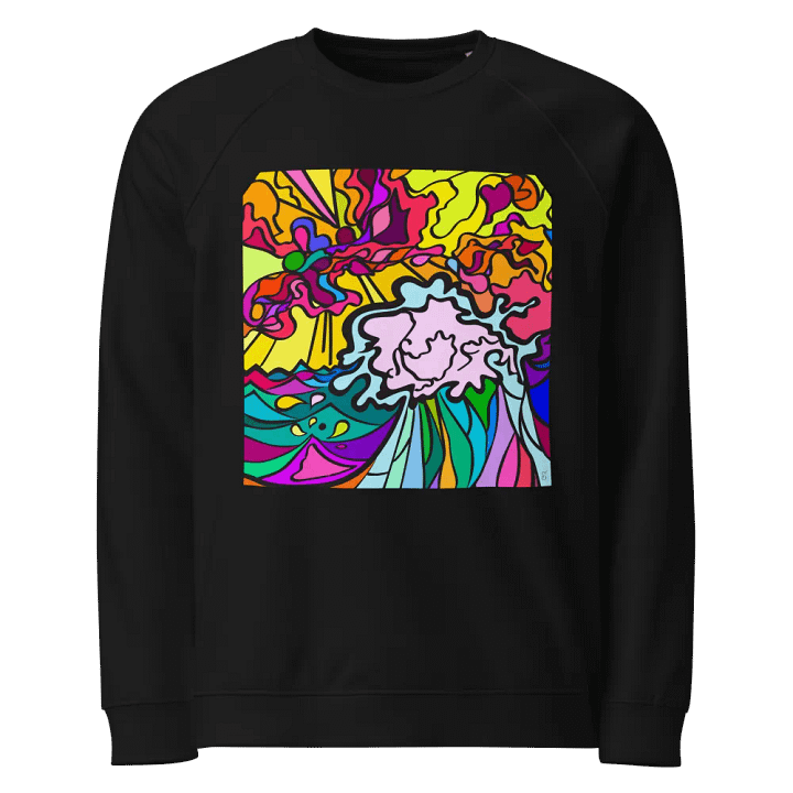 Vibrant Mosaic Raglan Sweatshirt - Wave at Sunset product image (1)