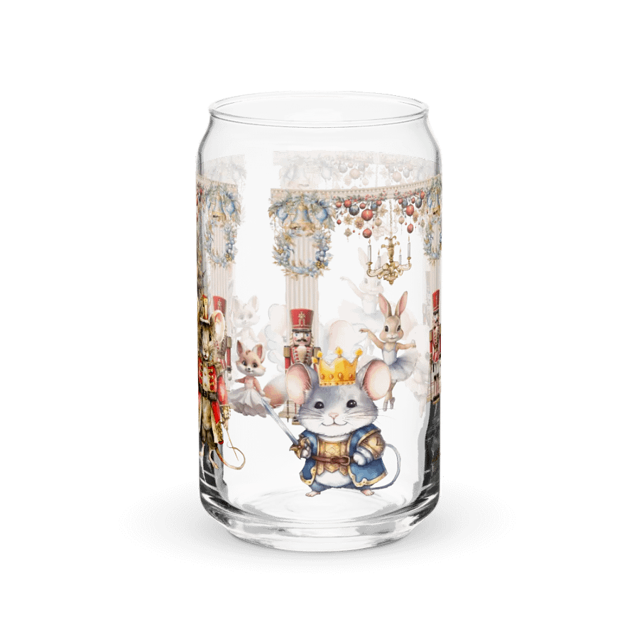 The Enchanted Nutcracker Ballet Glass Can Tumbler | 16oz BPA-Free Sipper with Bamboo Lid & Straw | Ballet-Themed Christmas Drinkware product image (9)