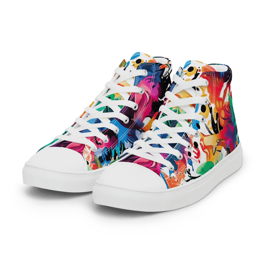 Floral Euphoria High Top Canvas Shoes _ Calceonova Streetwear _ Abstract Graffiti Tropical Explosion Design product image (8)