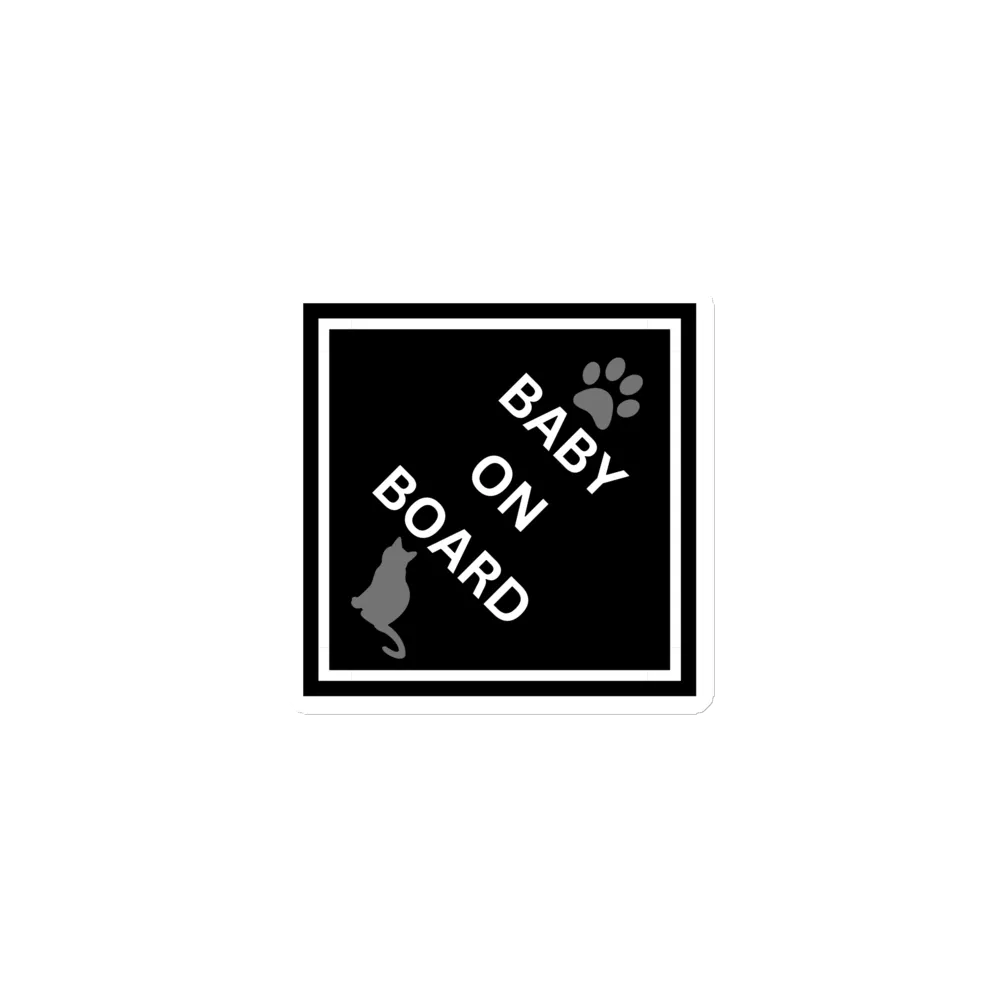 Cat Baby on Board Magnet - Gray on Black product image (1)