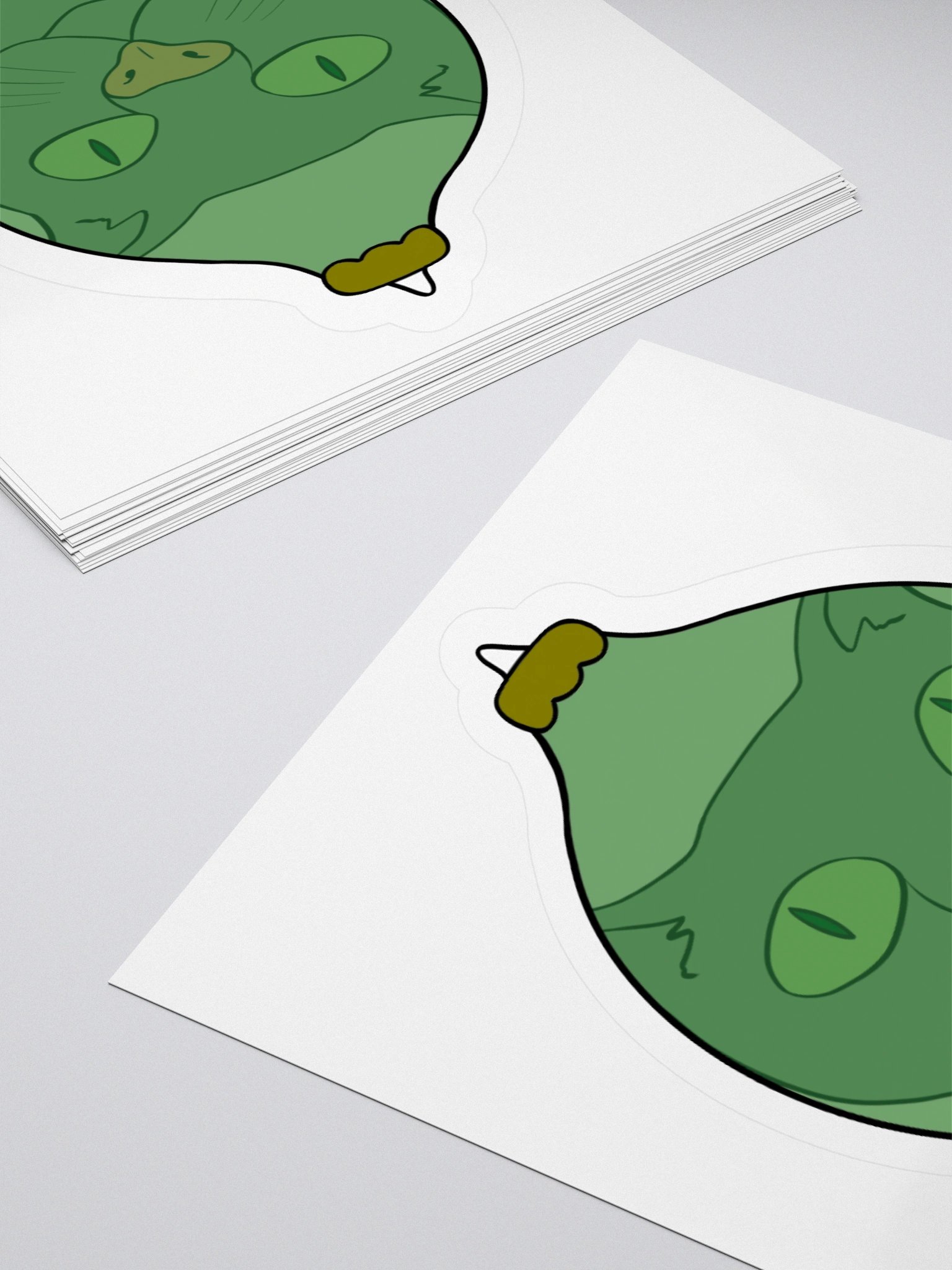 Curious Cat Christmas Kiss Cut Sticker (Green) product image (4)