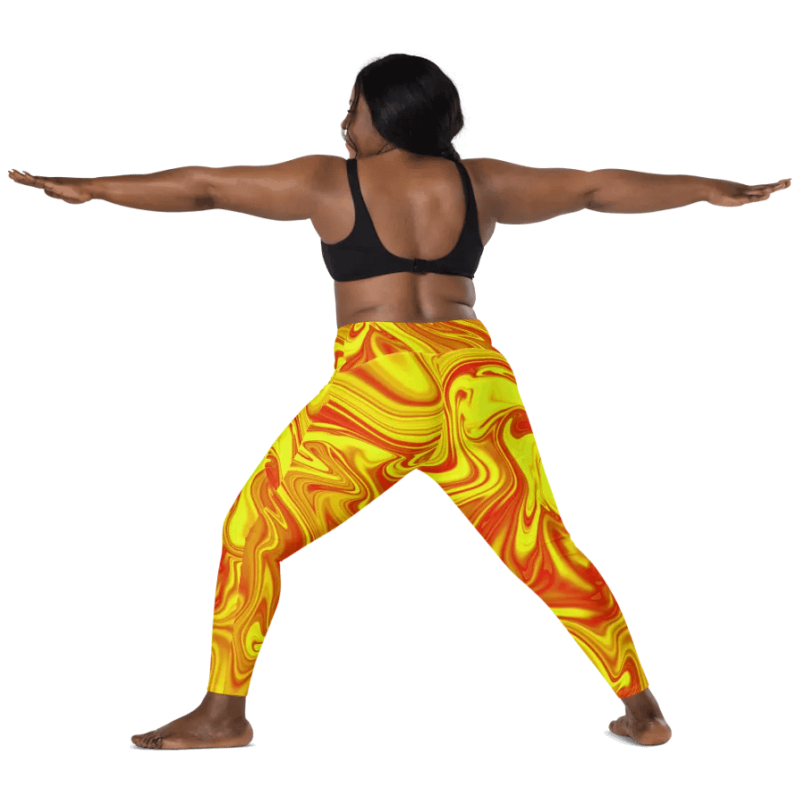 Leggings with Pockets - Yellow and Red Digital Fluid Art product image (10)