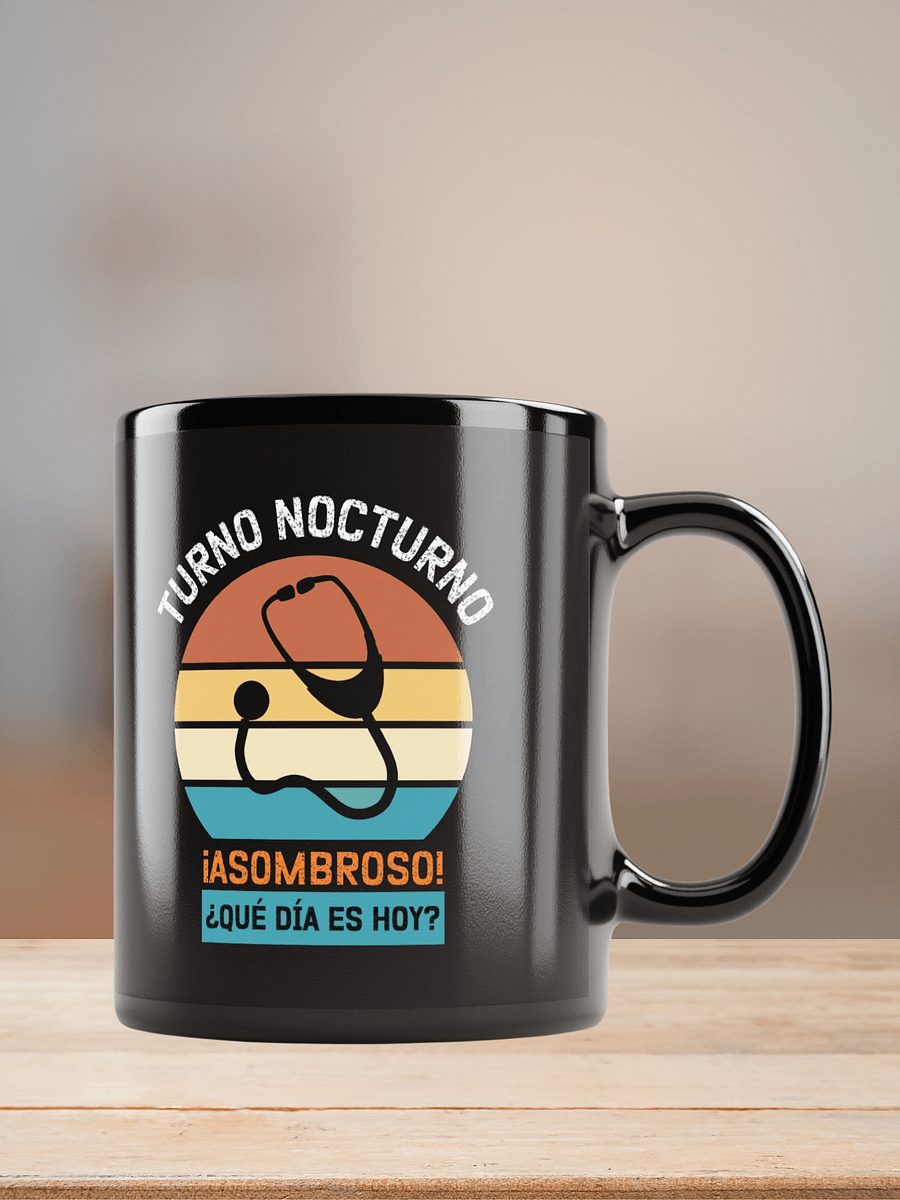 "Turno nocturno-general" mug negro brillante product image (7)