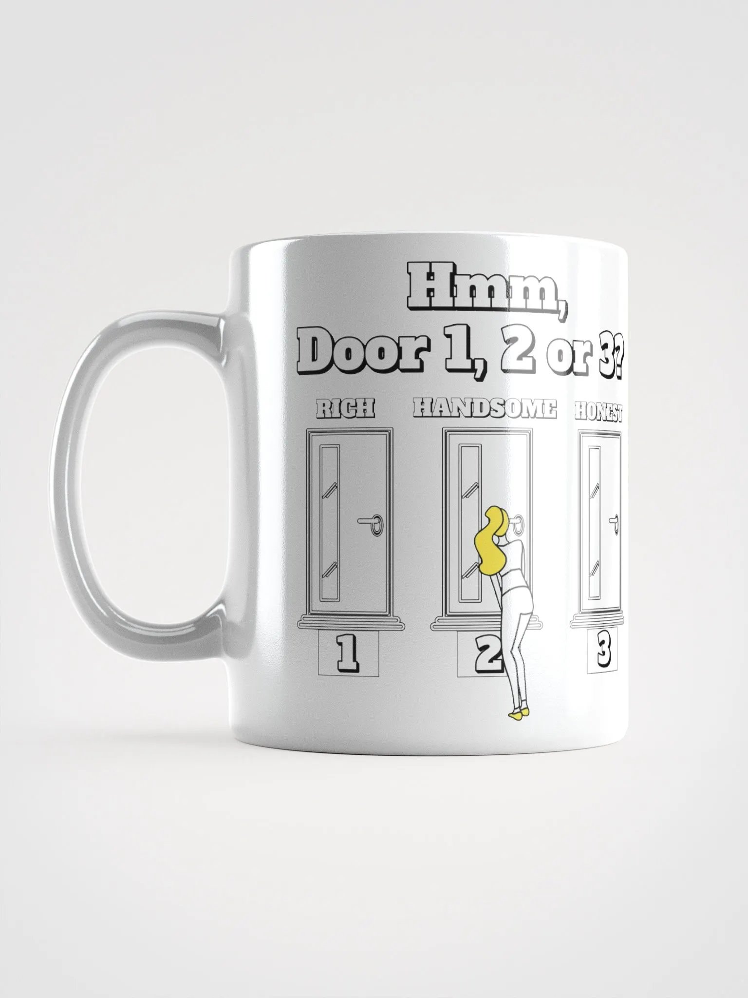 Hmm, Door 1, 2, 3? Funny Humorous White Mug product image (16)