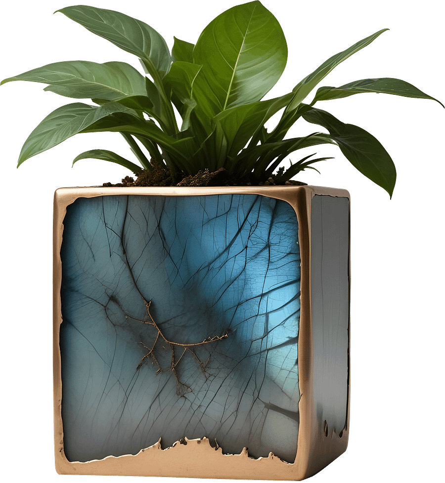 Stellar Luxe – Organic Labradorite & Bronze Planter PNG product image (1)